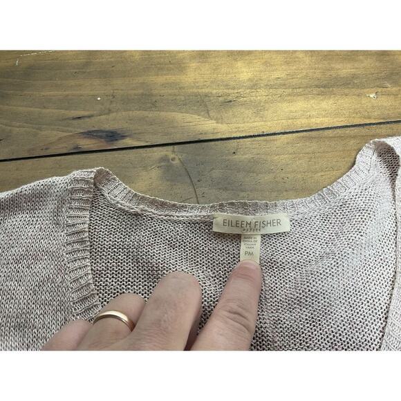 Eileen Fisher Pink Beige Knit Pullover Sweater Top Italian Yarn Size PM - Picture 7 of 12